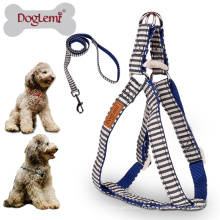 DogLemi Nature Toile Stripe Conception Pet Harnais Set Chien Chiot Chat Étape dans Harnais Extérieur Chien Harnais